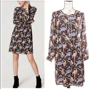 LOFT Snowbirds Peacocks Floral shirt dress